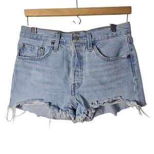 Levi's Premium 27‎ Cutoff Shorts 501 Light Wash Button Fly Distressed 2" Inseam